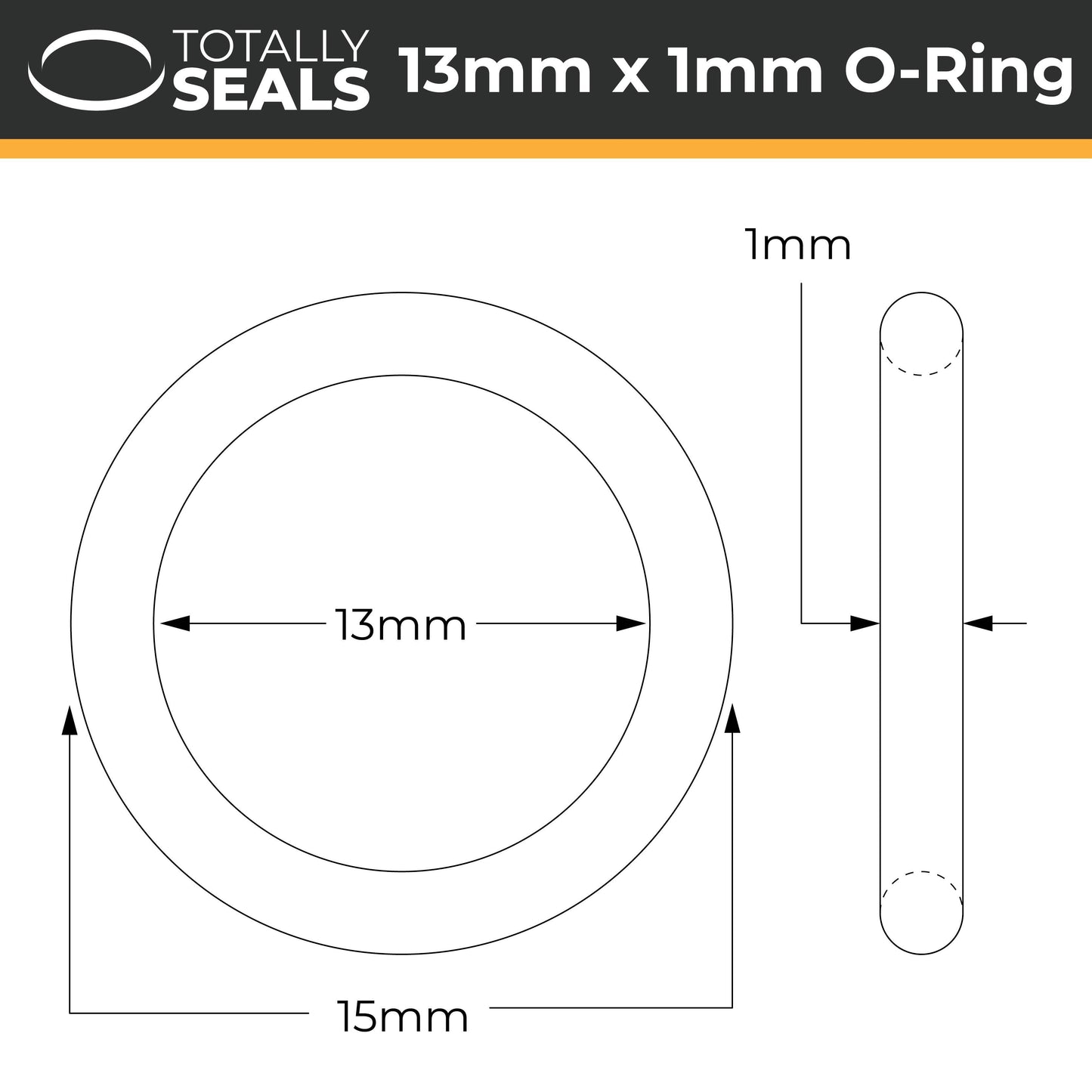 13mm x 1mm (15mm OD) Nitrile O-Rings - Totally Seals®