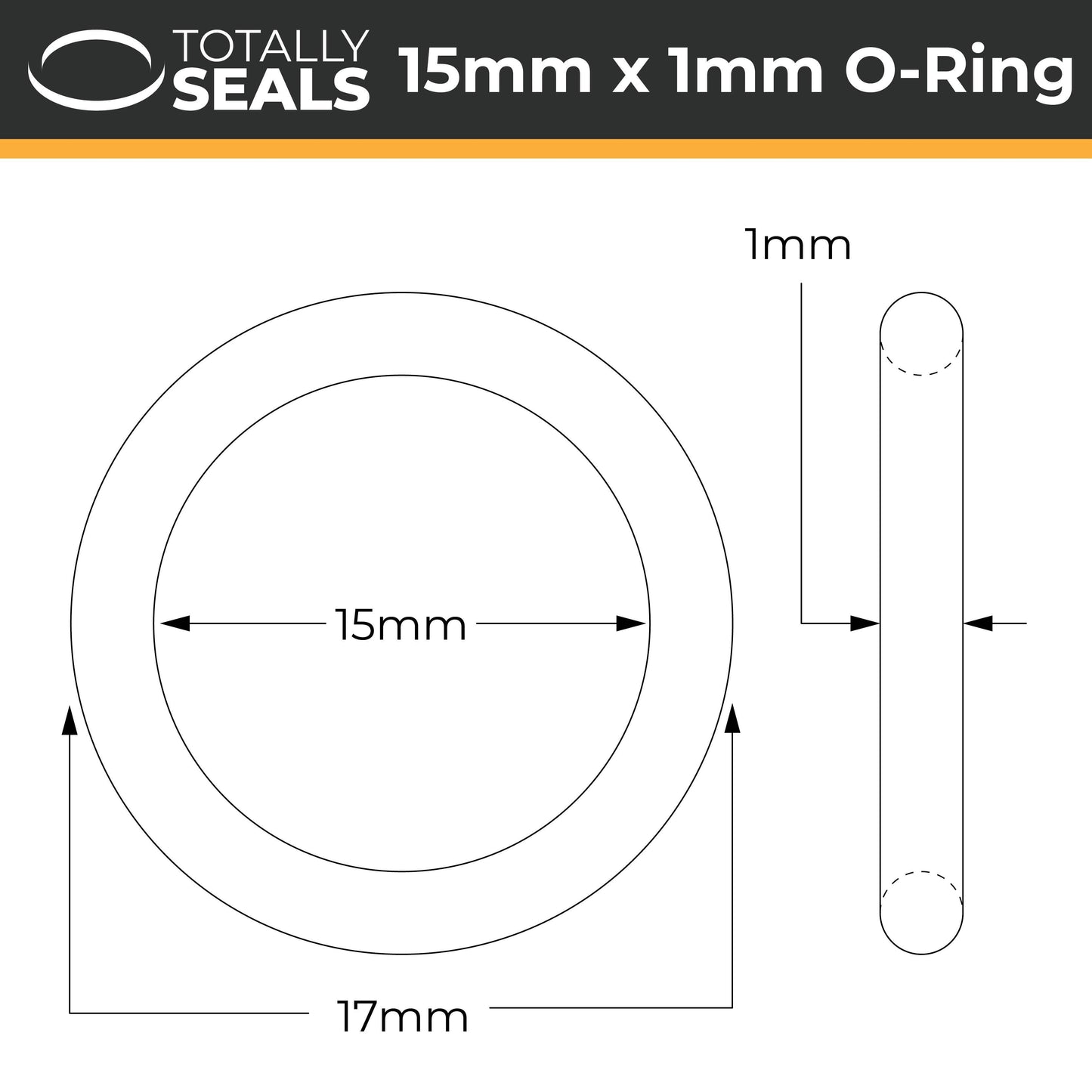 15mm x 1mm (17mm OD) Nitrile O-Rings - Totally Seals®