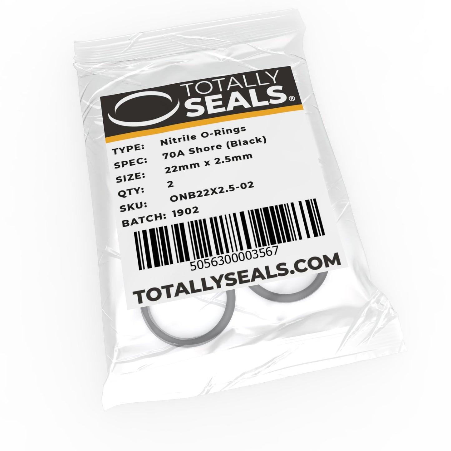 22mm x 2.5mm (27mm OD) Nitrile O-Rings - Totally Seals®