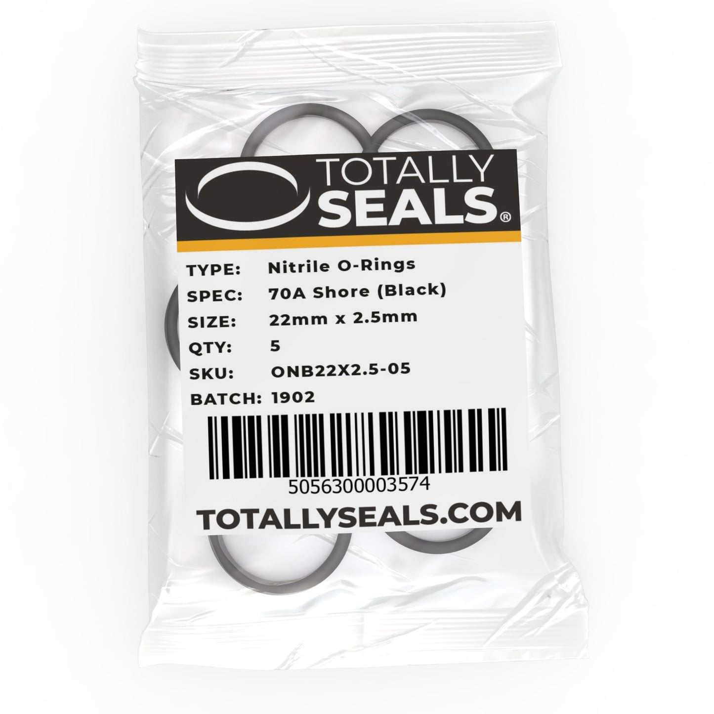 22mm x 2.5mm (27mm OD) Nitrile O-Rings - Totally Seals®