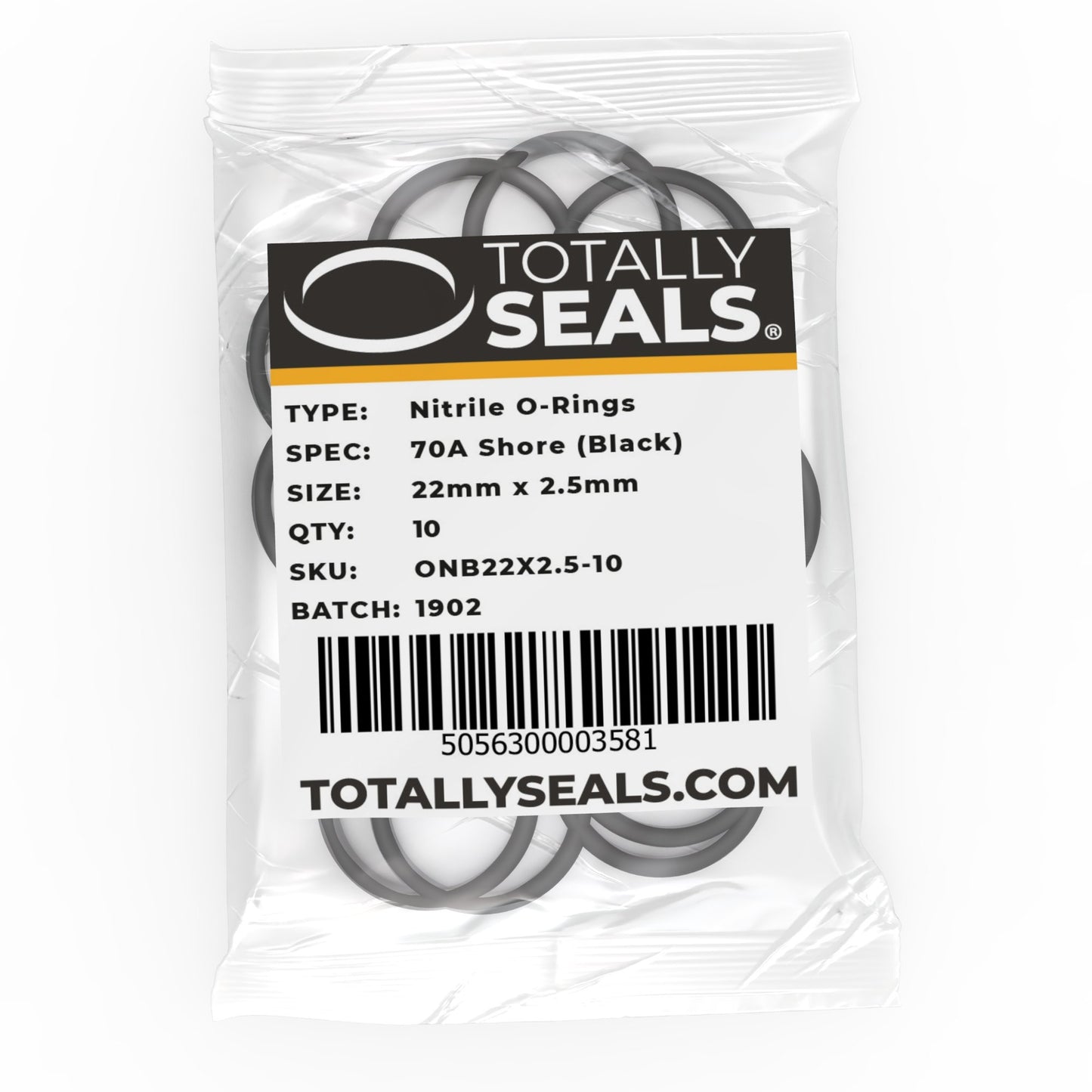 22mm x 2.5mm (27mm OD) Nitrile O-Rings - Totally Seals®