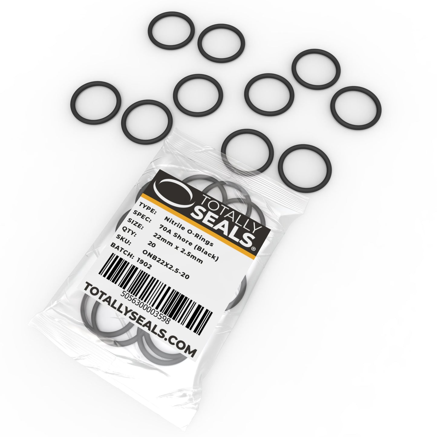 22mm x 2.5mm (27mm OD) Nitrile O-Rings - Totally Seals®