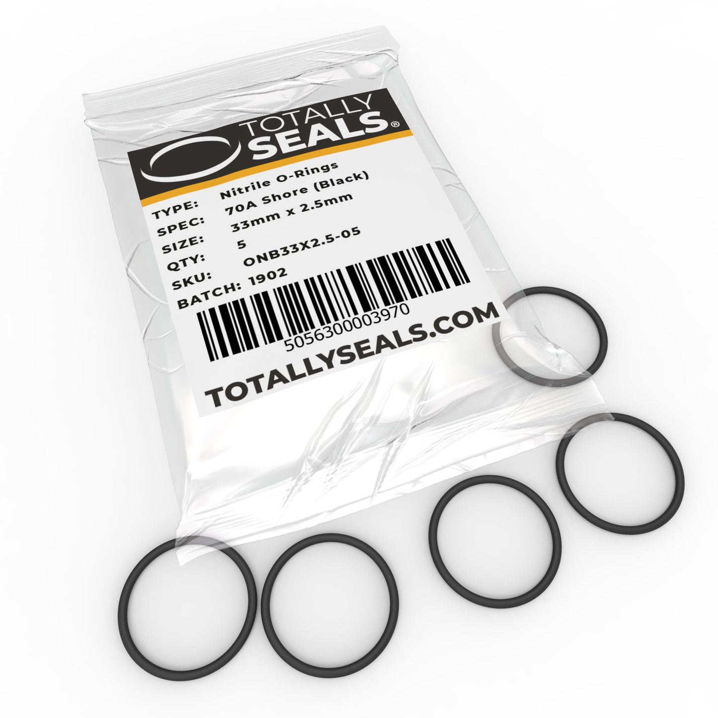 33mm x 2.5mm (38mm OD) Nitrile O-Rings - Totally Seals®