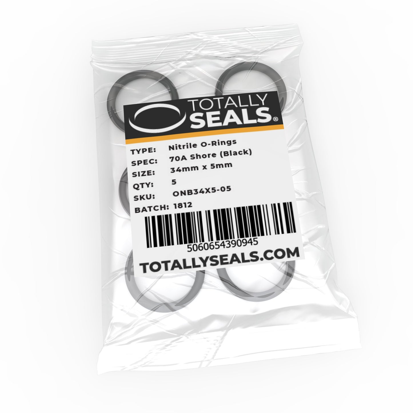 34mm x 5mm (44mm OD) Nitrile O-Rings - Totally Seals®