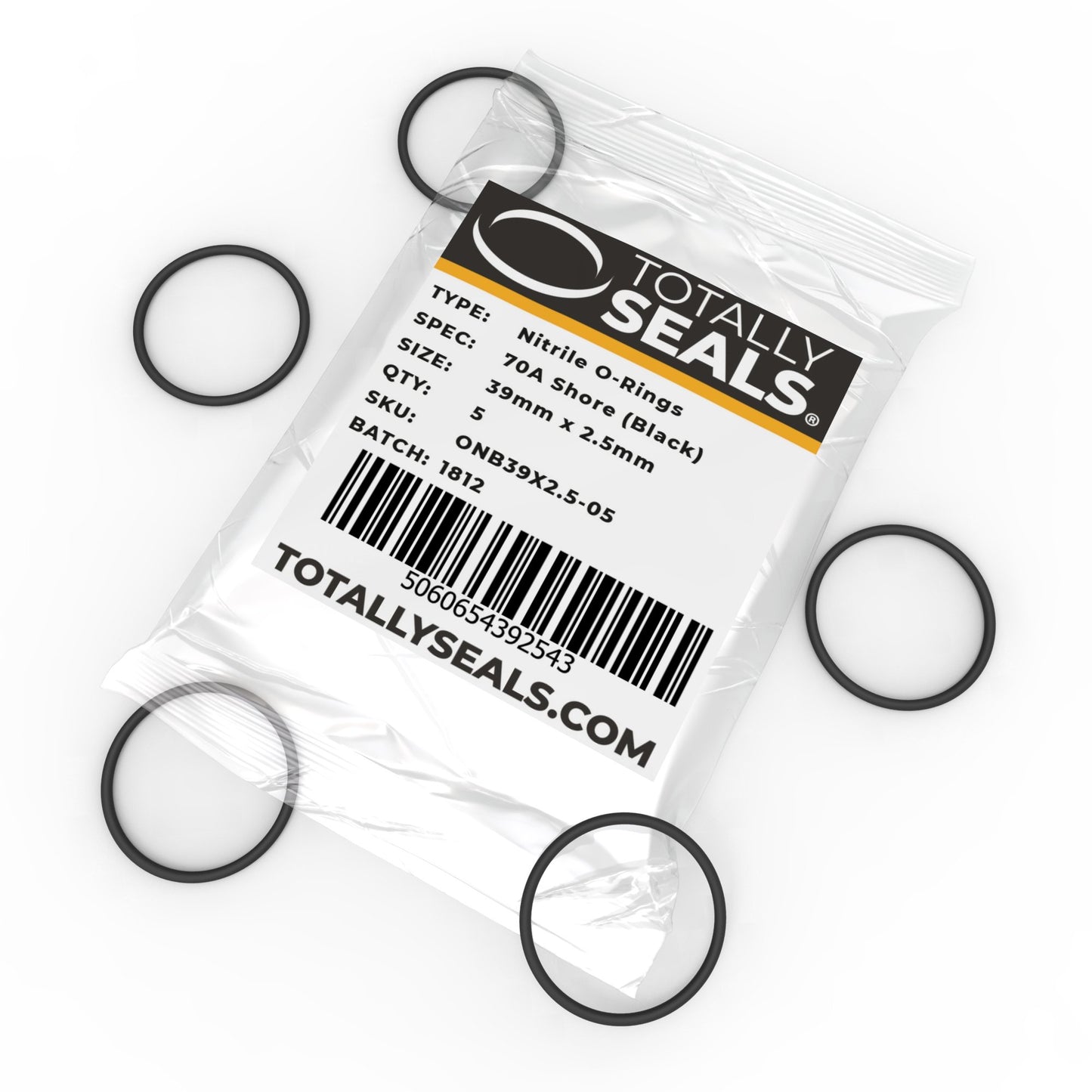 39mm x 2.5mm (44mm OD) Nitrile O-Rings - Totally Seals®