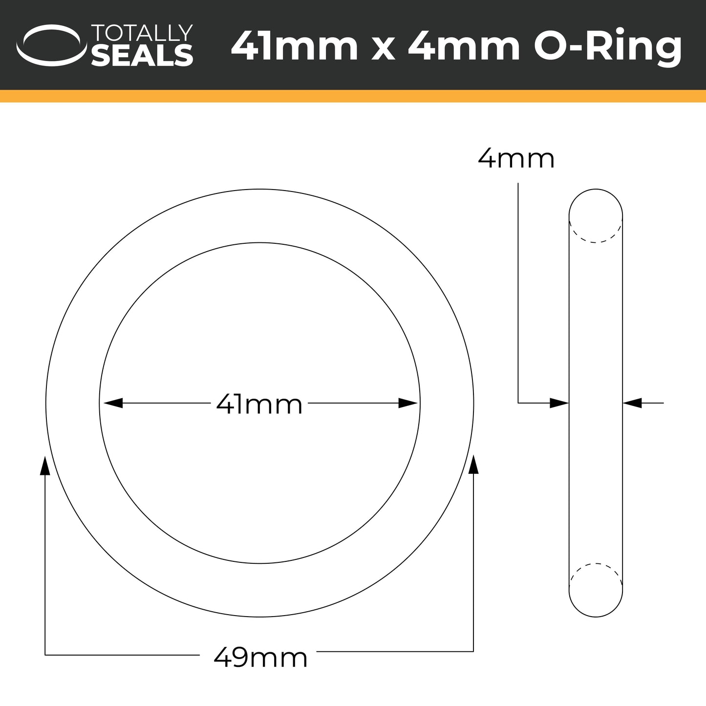41mm x 4mm (49mm OD) Nitrile O-Rings - Totally Seals®