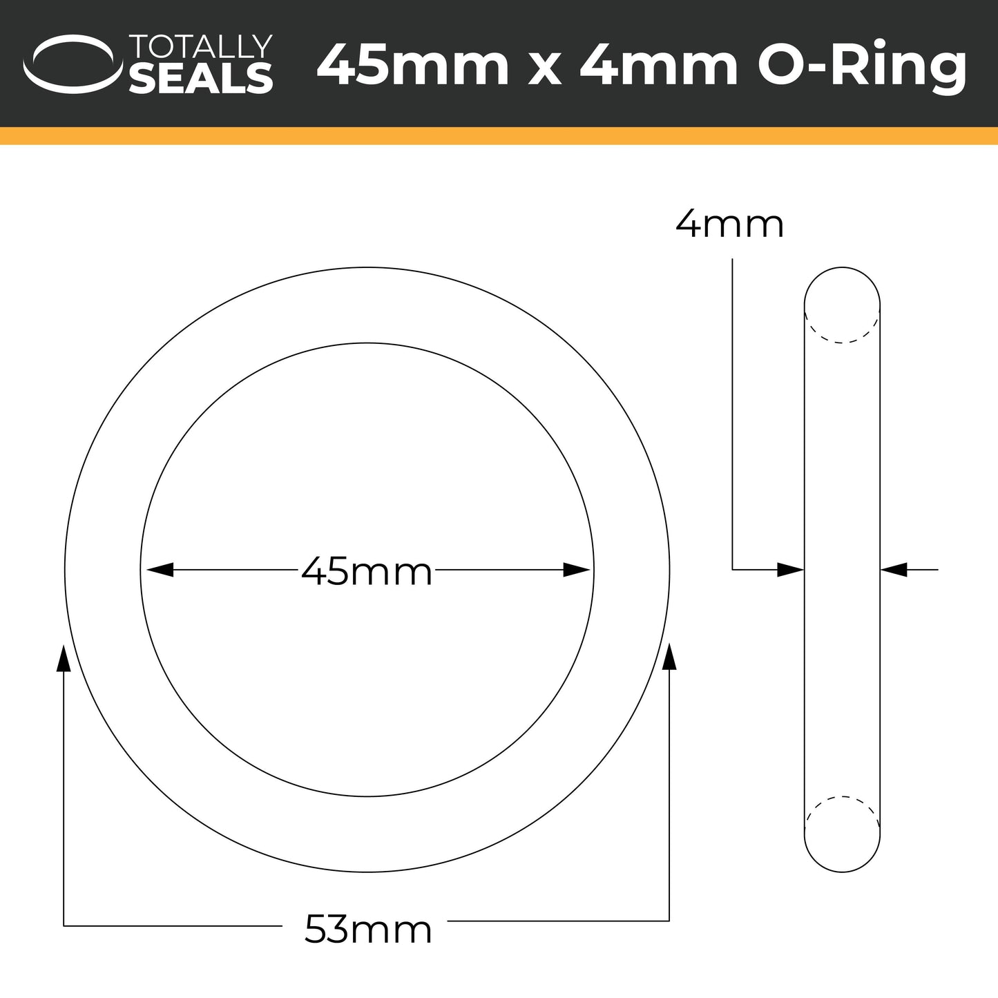 45mm x 4mm (53mm OD) Nitrile O-Rings - Totally Seals®