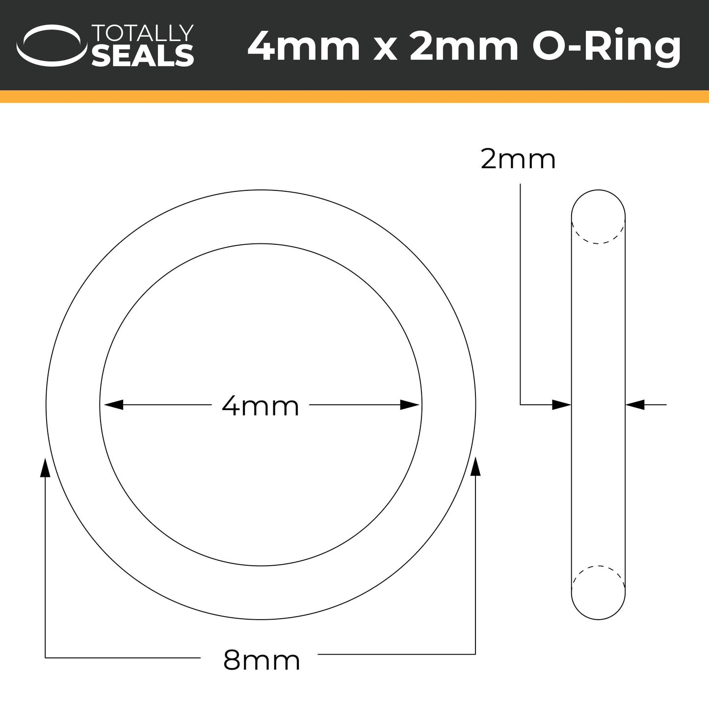 4mm x 2mm (8mm OD) Nitrile O-Rings - Totally Seals®