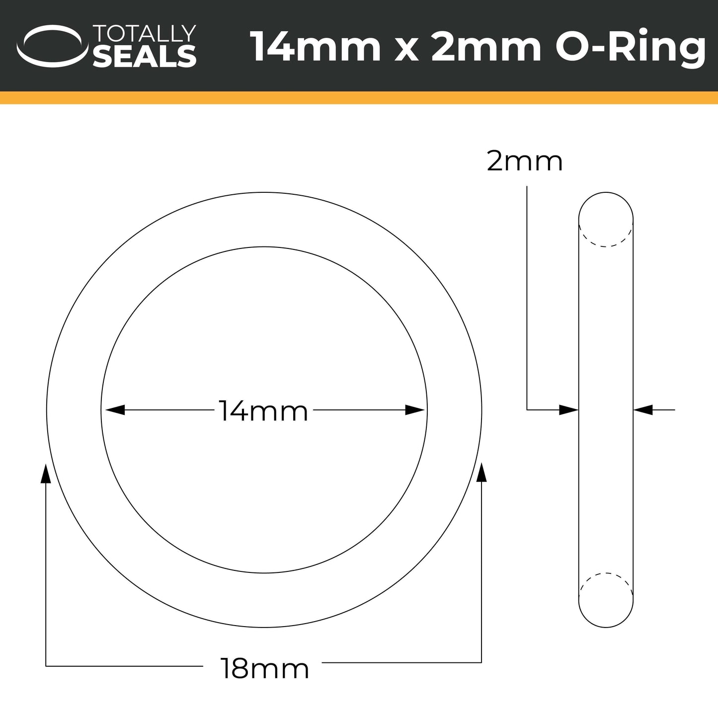 14mm x 2mm (18mm OD) FKM (Viton™) O-Rings - Totally Seals®