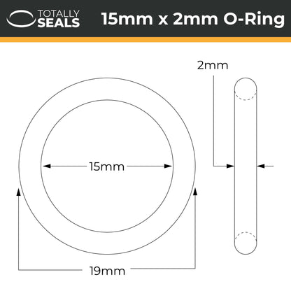 15mm x 2mm (19mm OD) FKM (Viton™) O-Rings - Totally Seals®