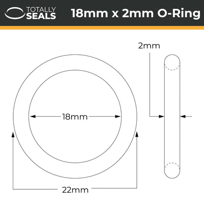 18mm x 2mm (22mm OD) FKM (Viton™) O-Rings - Totally Seals®