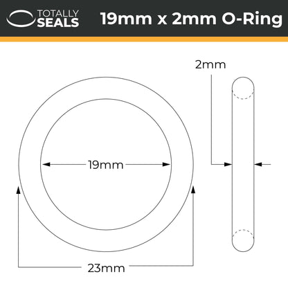 19mm x 2mm (23mm OD) FKM (Viton™) O-Rings - Totally Seals®