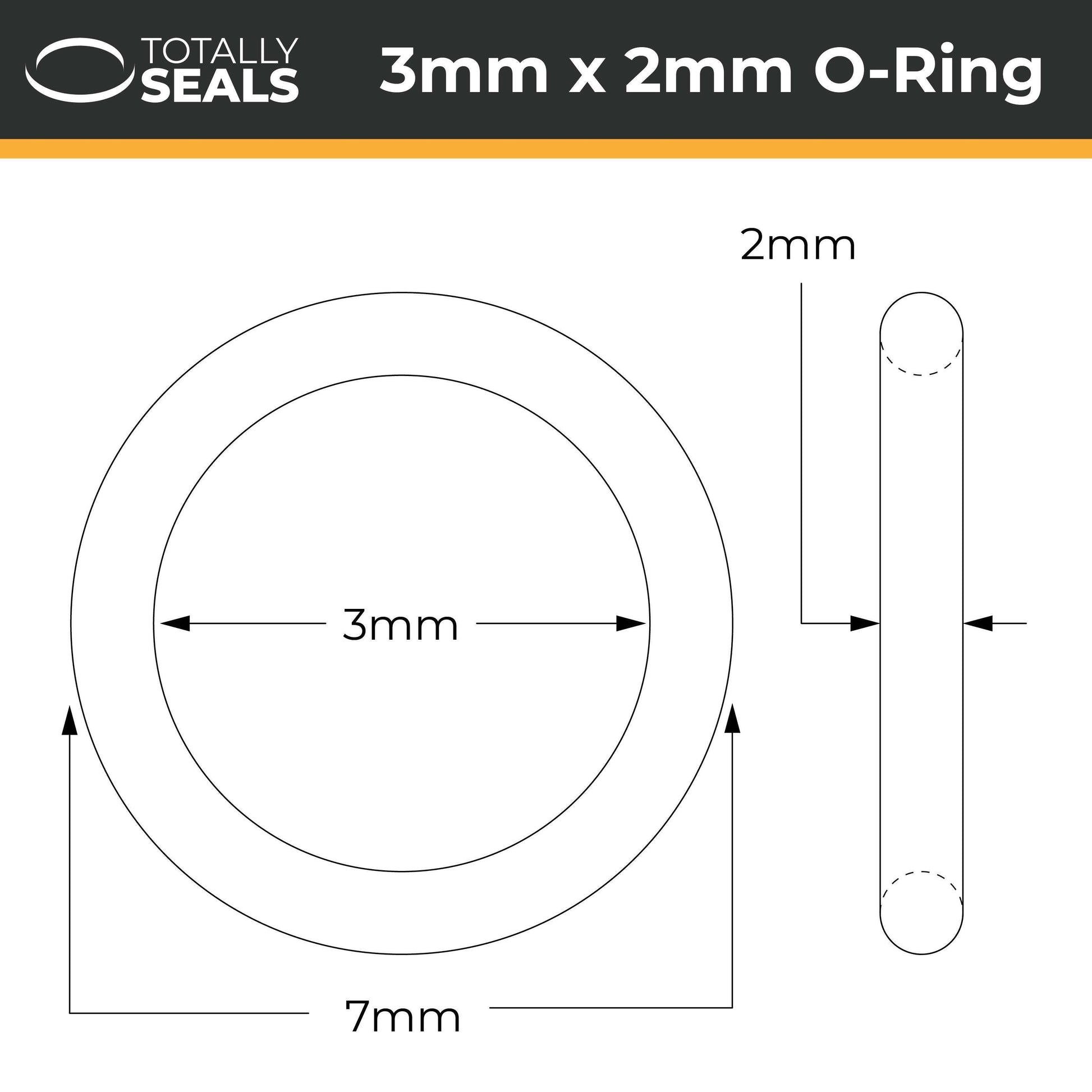 3mm x 2mm (7mm OD) FKM (Viton™) O-Rings - Totally Seals®