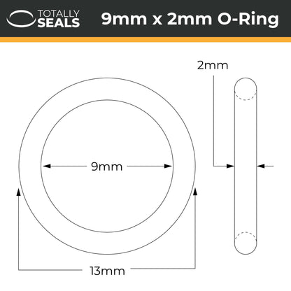 9mm x 2mm (13mm OD) FKM (Viton™) O-Rings - Totally Seals®