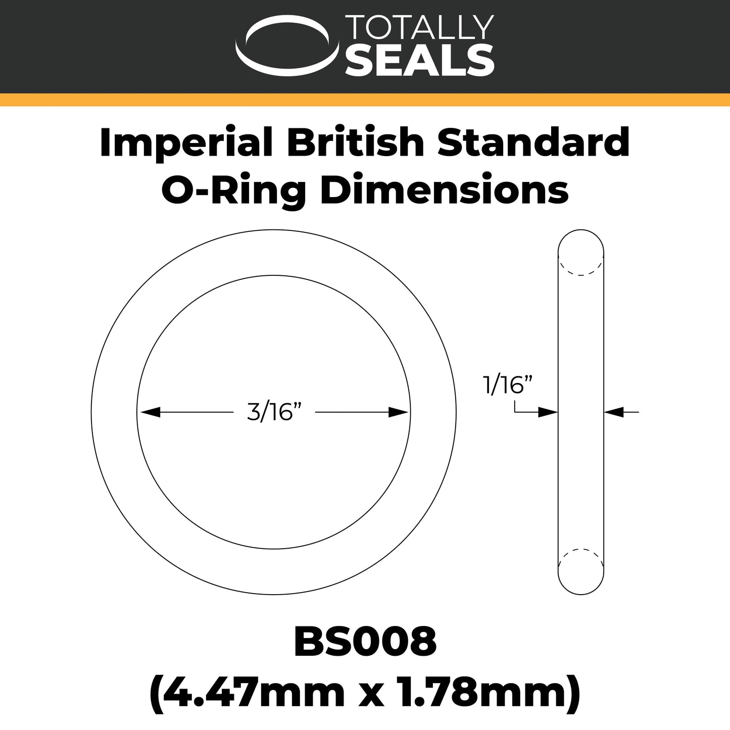3/16" x 1/16" (BS008) Imperial Nitrile O-Rings - Totally Seals®
