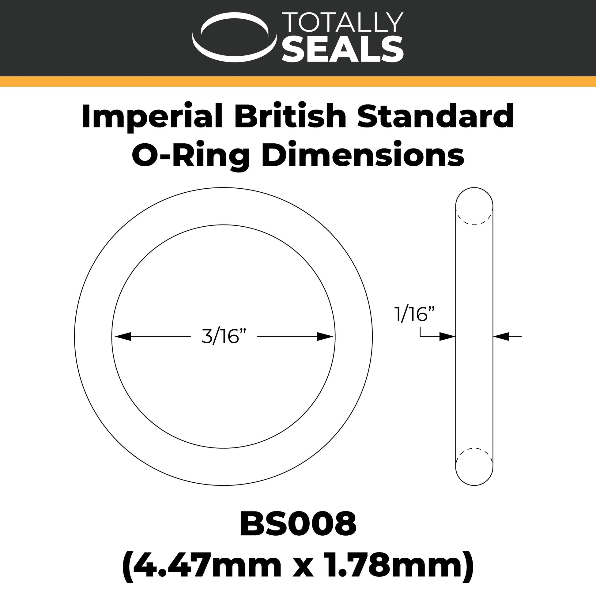 3/16" x 1/16" (BS008) Imperial Nitrile O-Rings - Totally Seals®