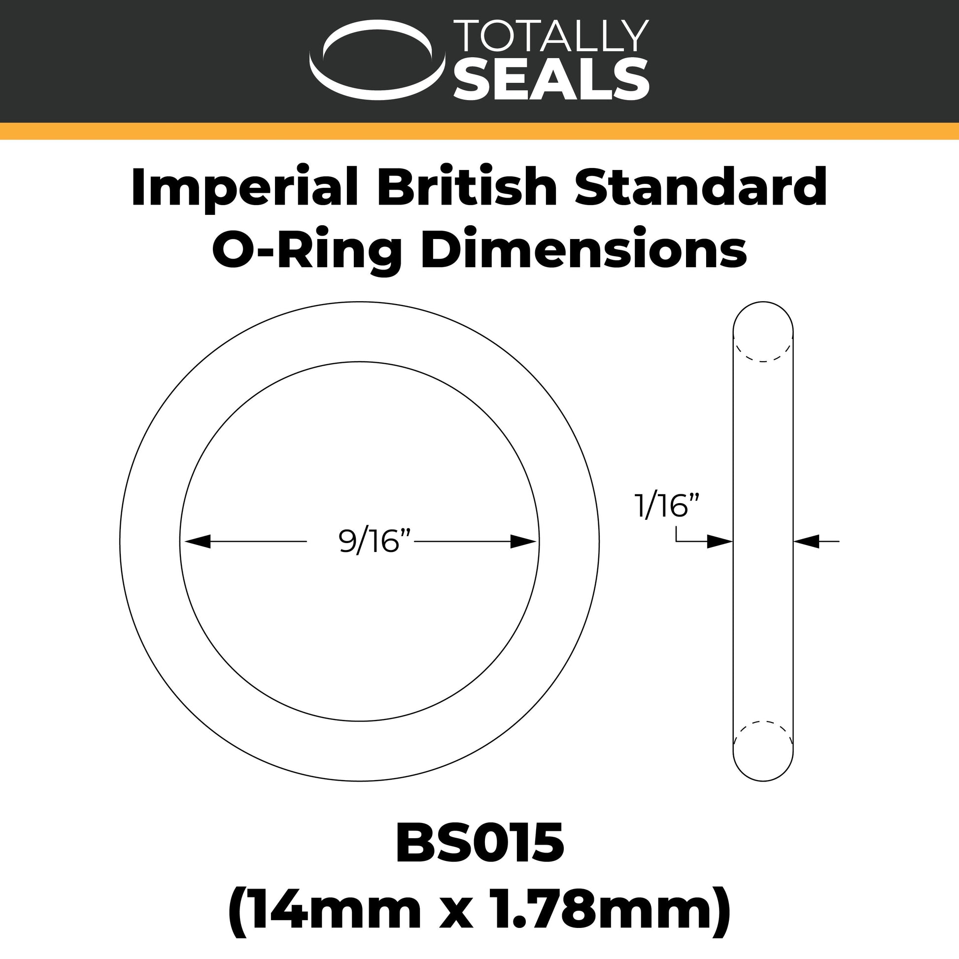 9/16" x 1/16" (BS015) Imperial Nitrile O-Rings - Totally Seals®