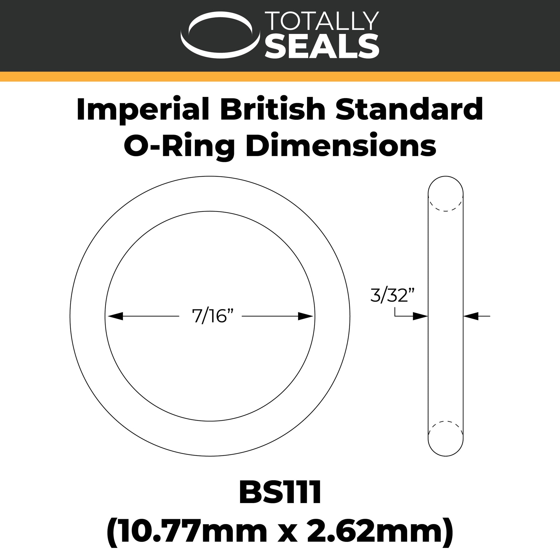 7/16" x 3/32"  (BS111) Imperial Nitrile O-Rings - Totally Seals®
