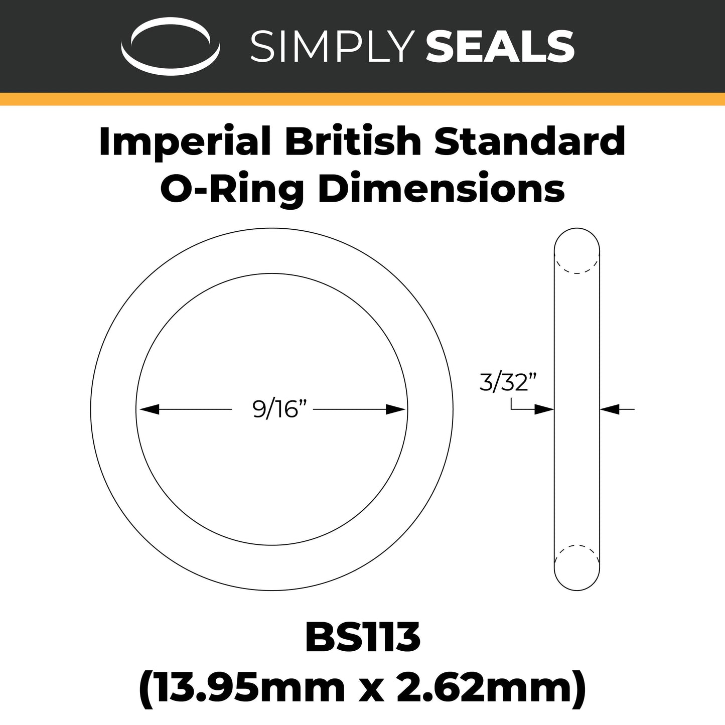 9/16" x 3/32" (BS113) Imperial Nitrile O-Rings - Totally Seals®