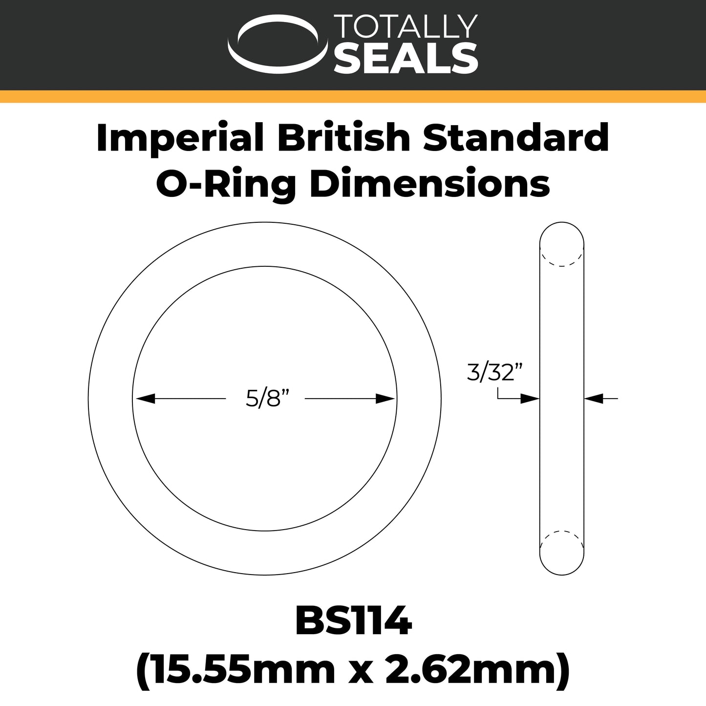 5/8" x 3/32" (BS114) Imperial Nitrile O-Rings - Totally Seals®