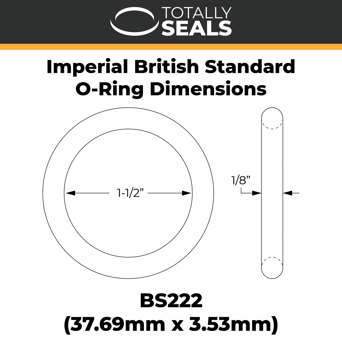 1 1/2" x 1/8" (BS222) Imperial Nitrile Rubber O-Rings - Totally Seals®