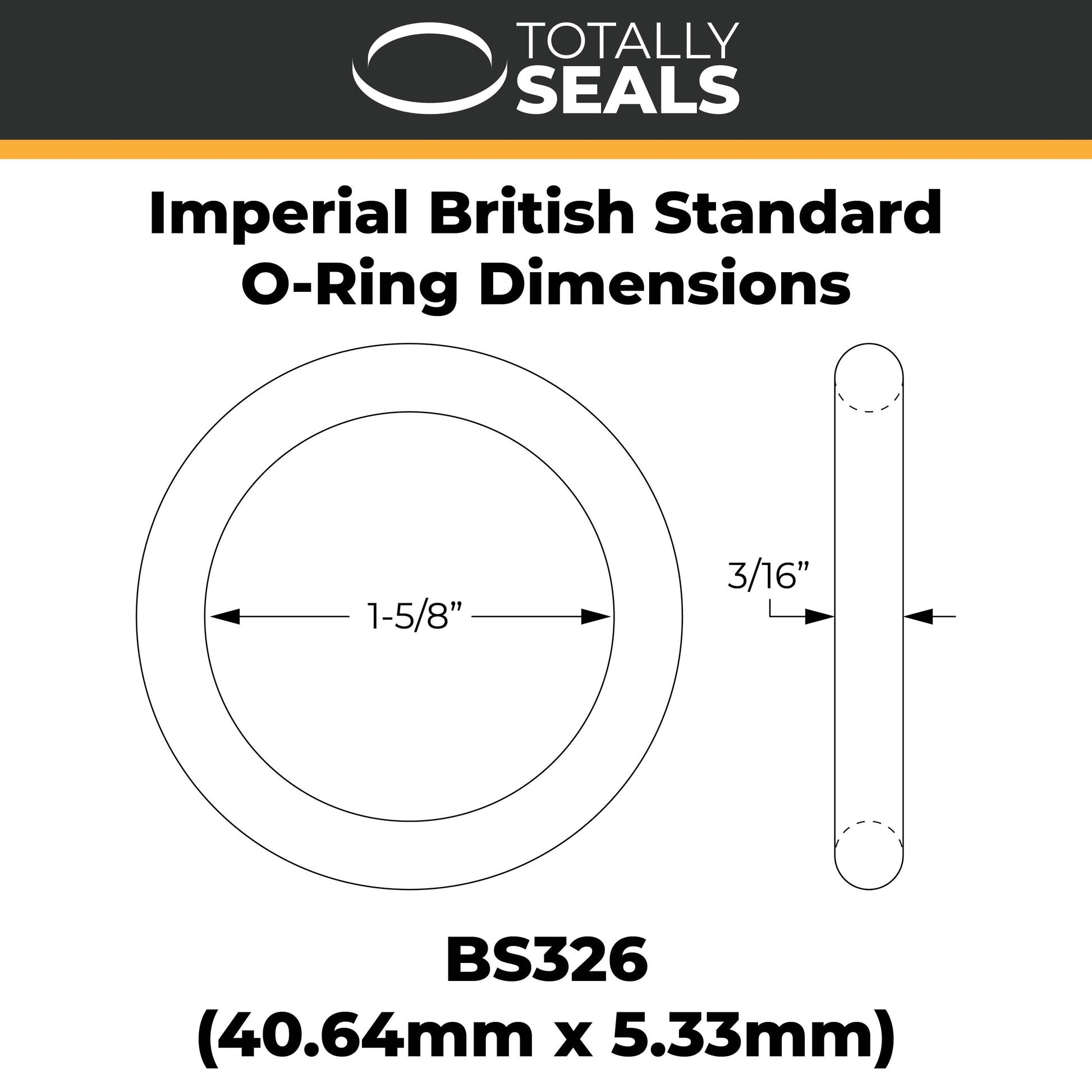 1-5/8" x 3/16" (BS326) Imperial Nitrile O-Rings - Totally Seals®