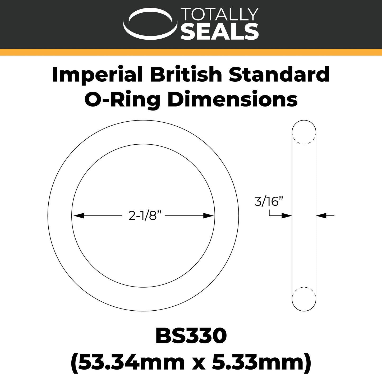 2-1/8" x 3/16" (BS330) Imperial Nitrile O-Rings - Totally Seals®