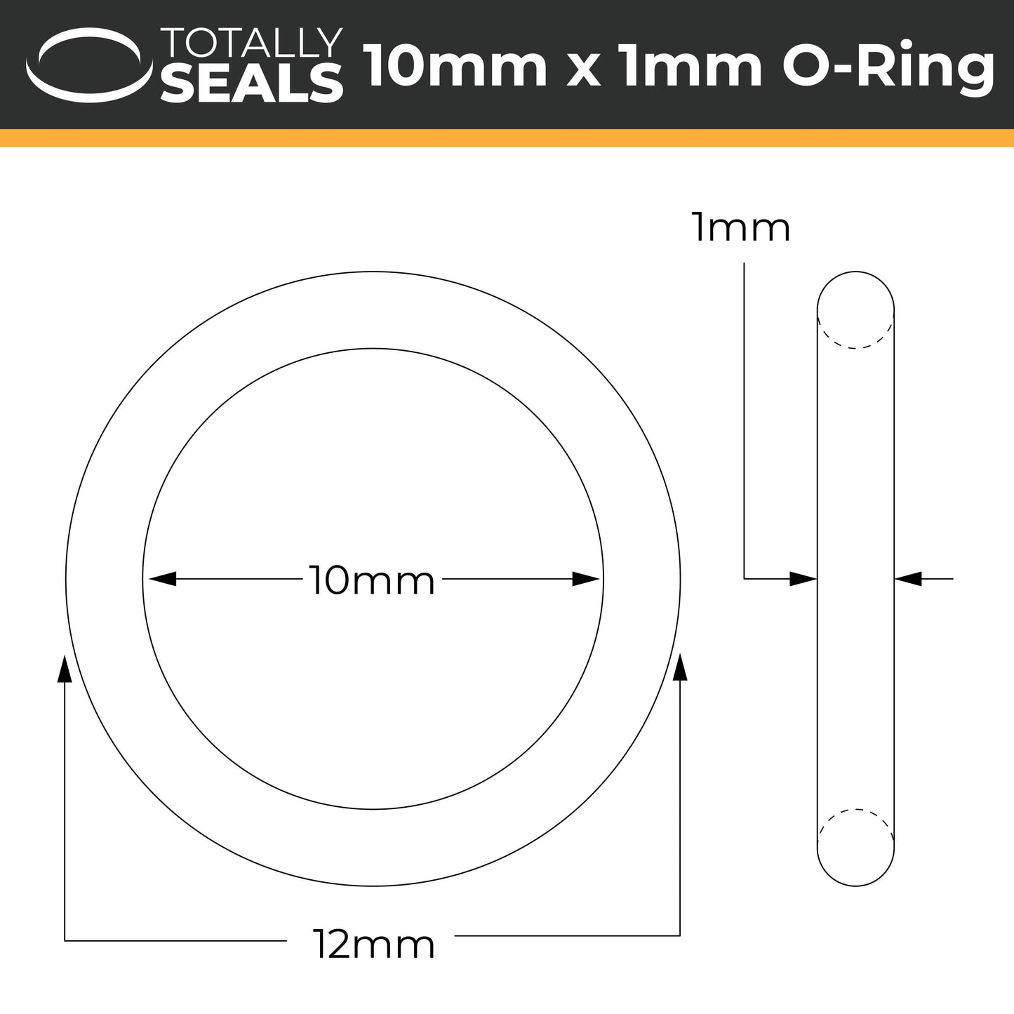 10mm x 1mm (12mm OD) Nitrile O-Rings - Totally Seals®