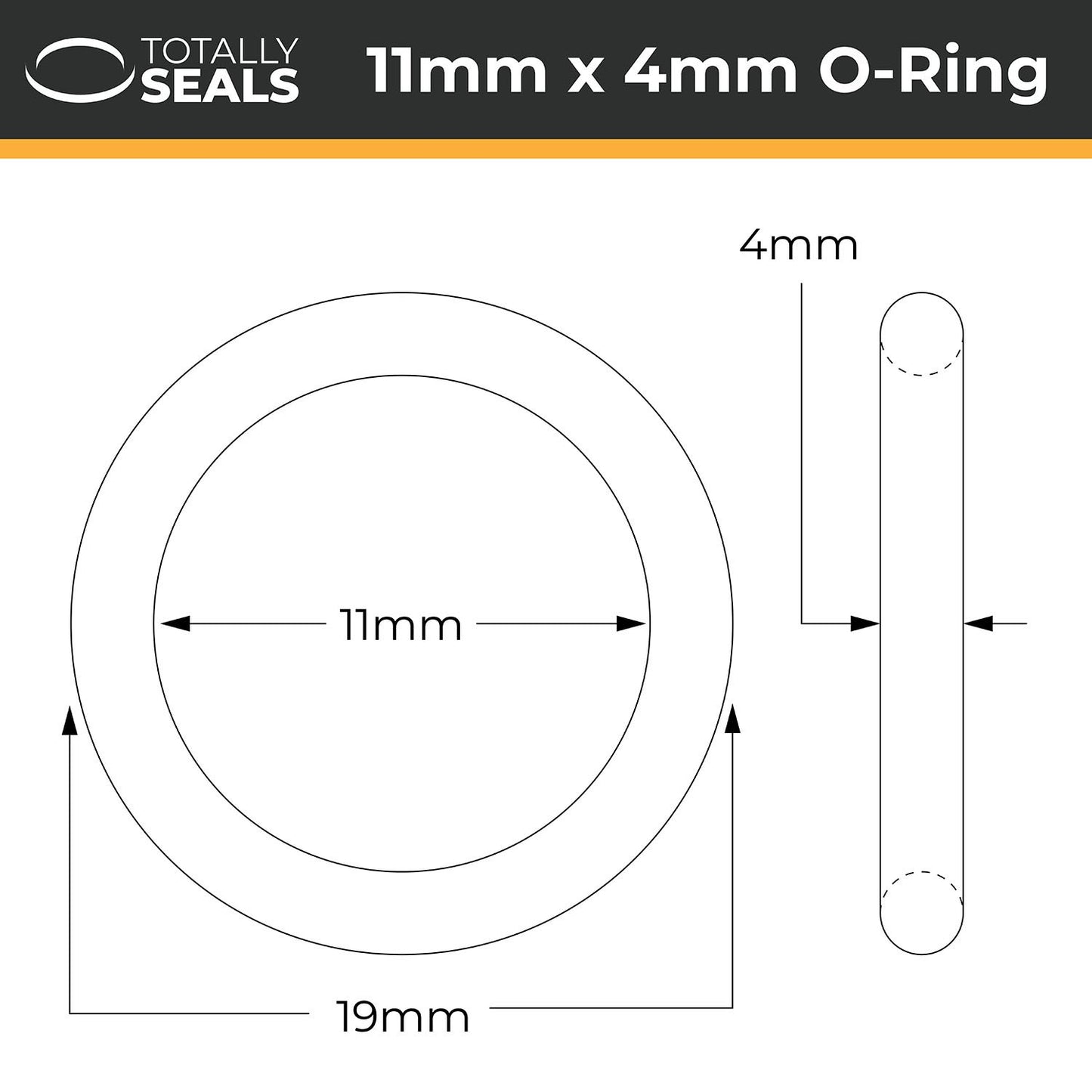 11mm x 4mm (19mm OD) Nitrile O-Rings - Totally Seals®
