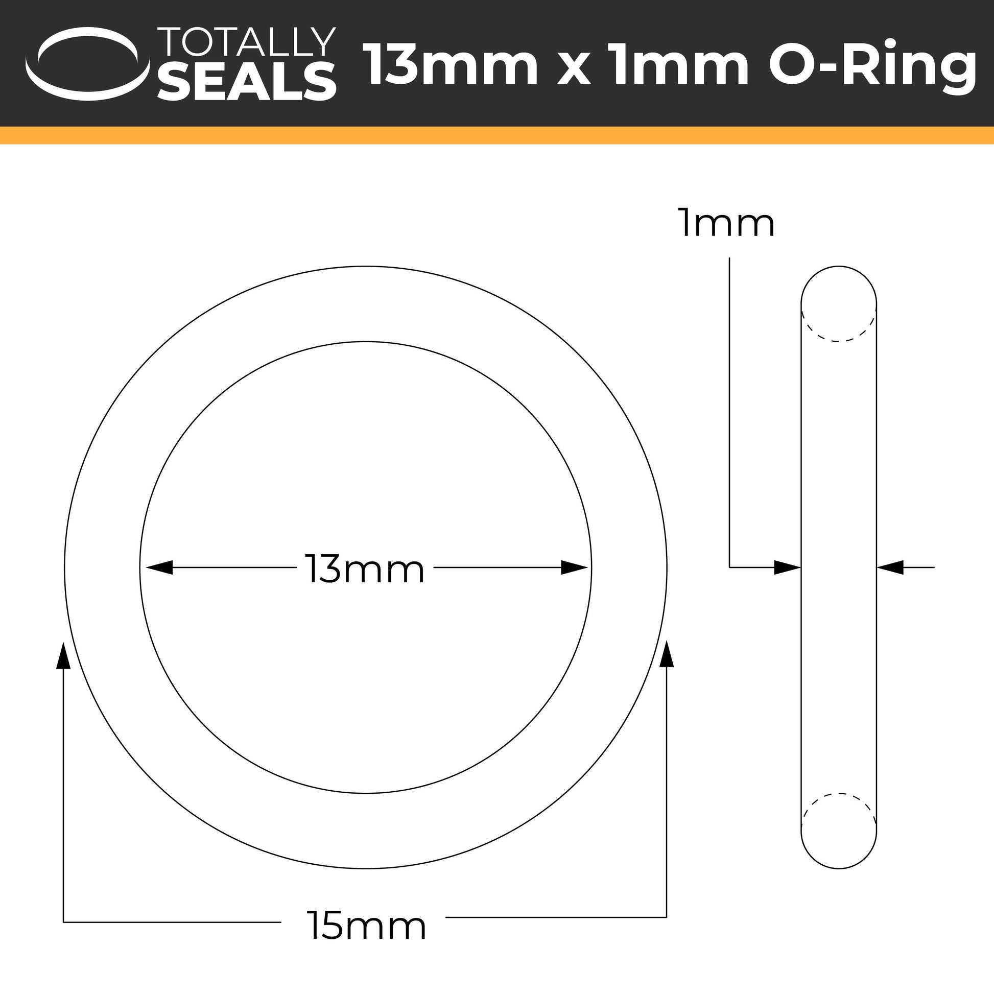 13mm x 1mm (15mm OD) Nitrile O-Rings - Totally Seals®