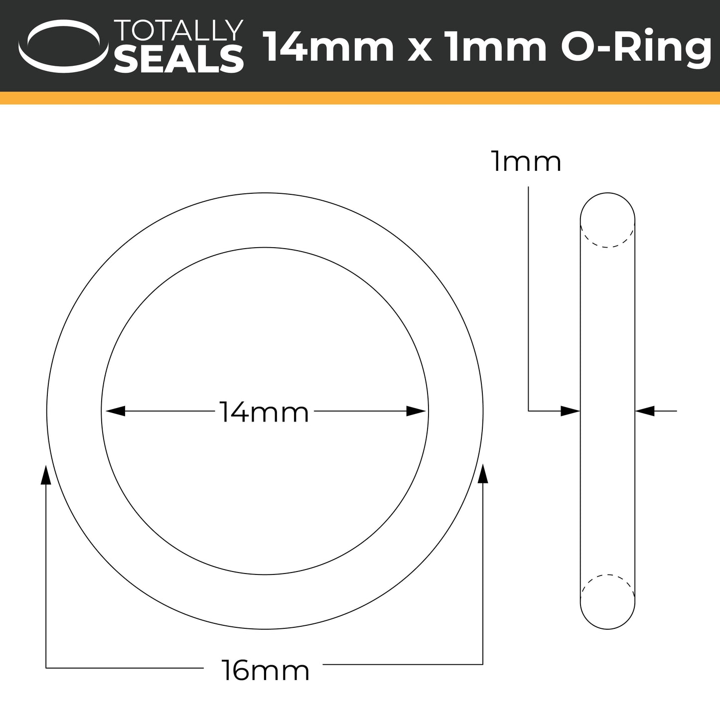 14mm x 1mm (16mm OD) Nitrile O-Rings - Totally Seals®