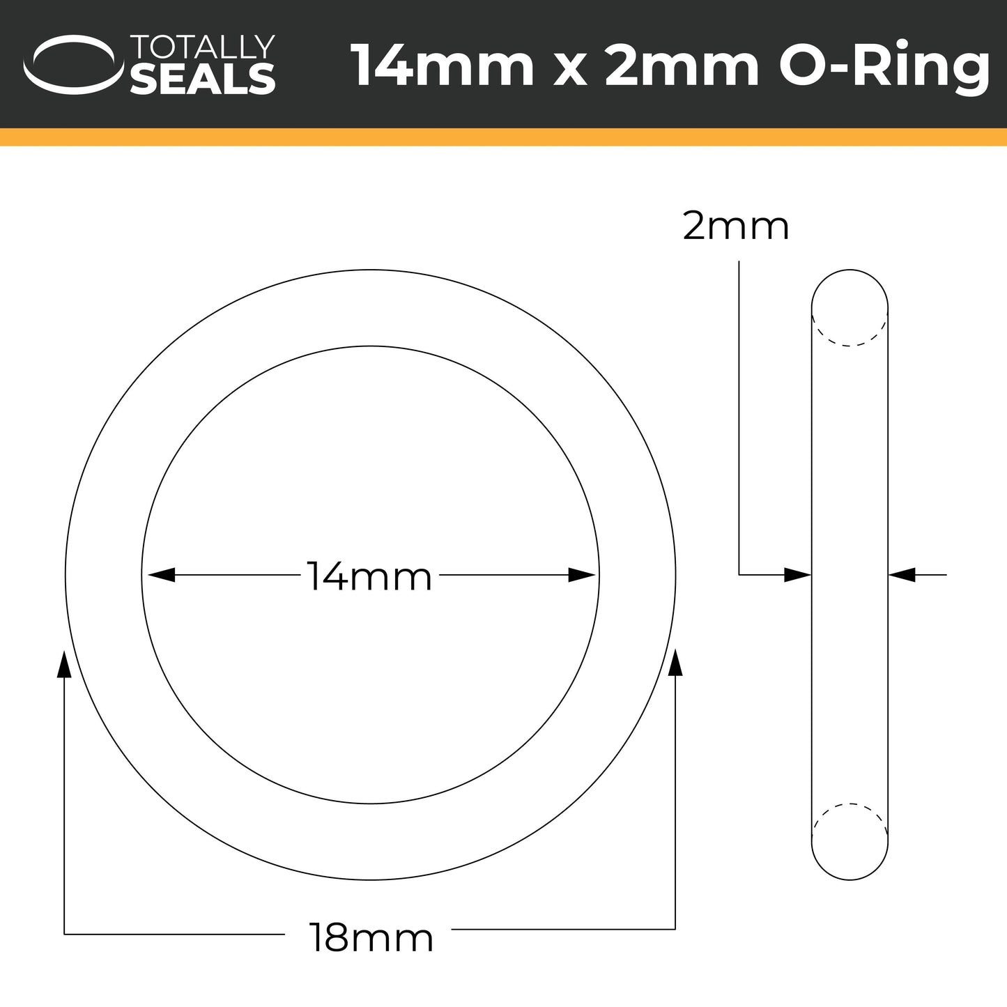 14mm x 2mm (18mm OD) Nitrile O-Rings - Totally Seals®