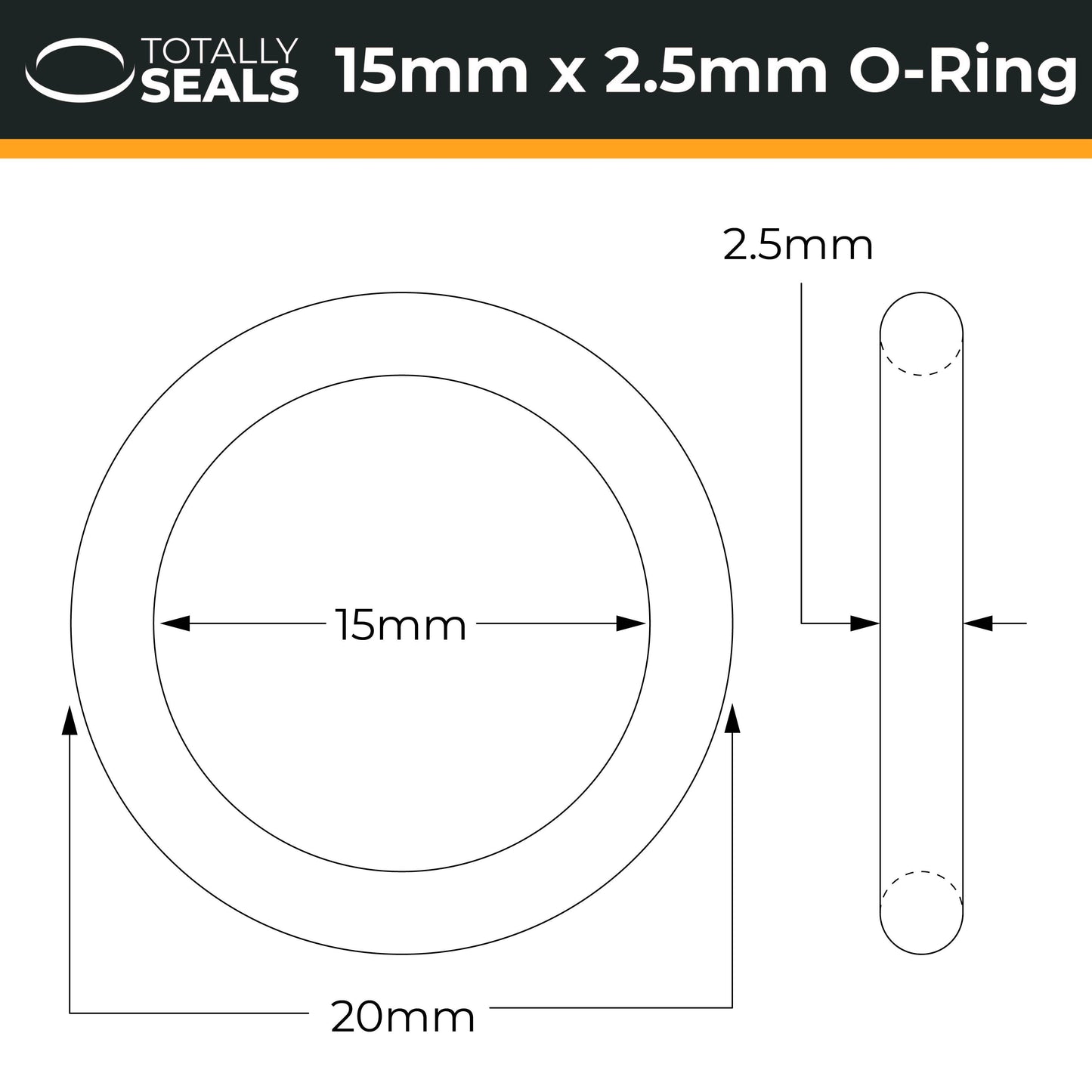 15mm x 2.5mm (20mm OD) Nitrile O-Rings - Totally Seals®