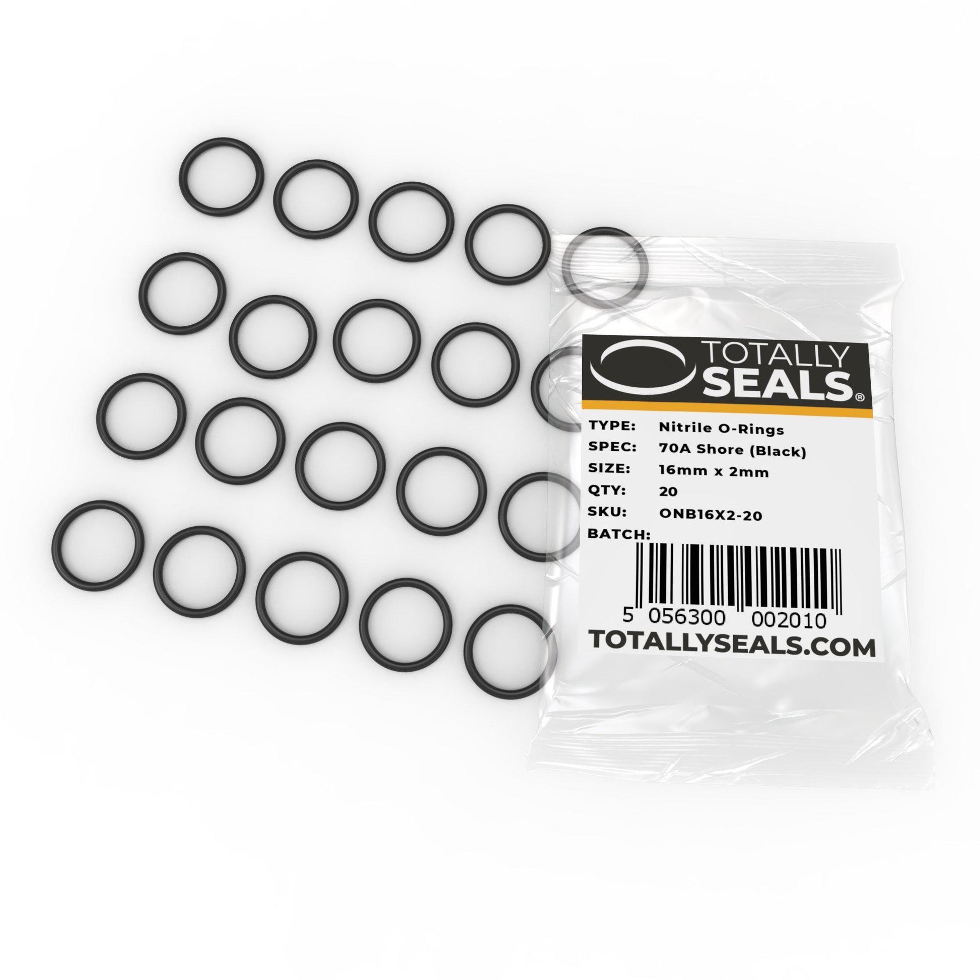 16mm x 2mm (20mm OD) Nitrile O-Rings - Totally Seals®