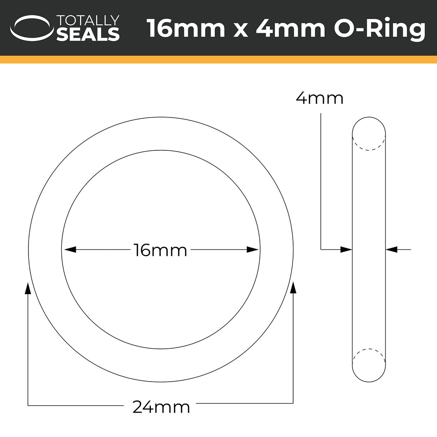 16mm x 4mm (24mm OD) Nitrile O-Rings - Totally Seals®