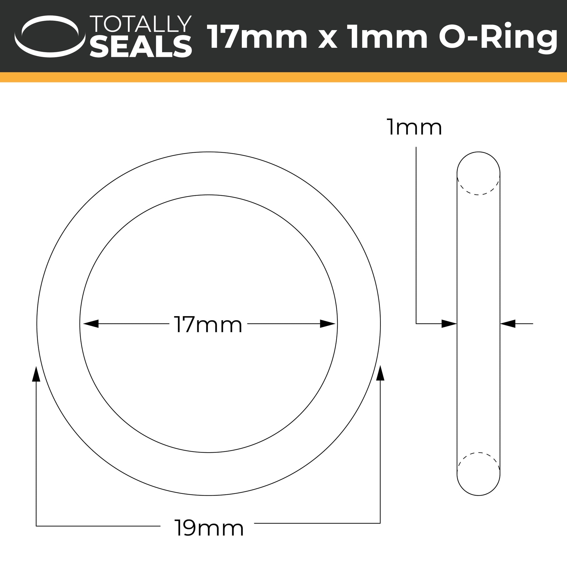 17mm x 1mm (19mm OD) Nitrile O-Rings - Totally Seals®