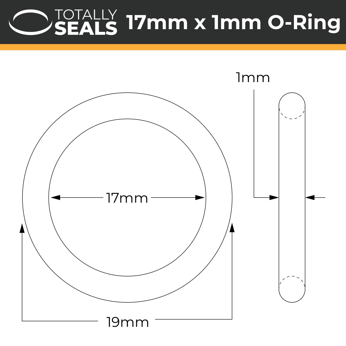 17mm x 1mm (19mm OD) Nitrile O-Rings - Totally Seals®