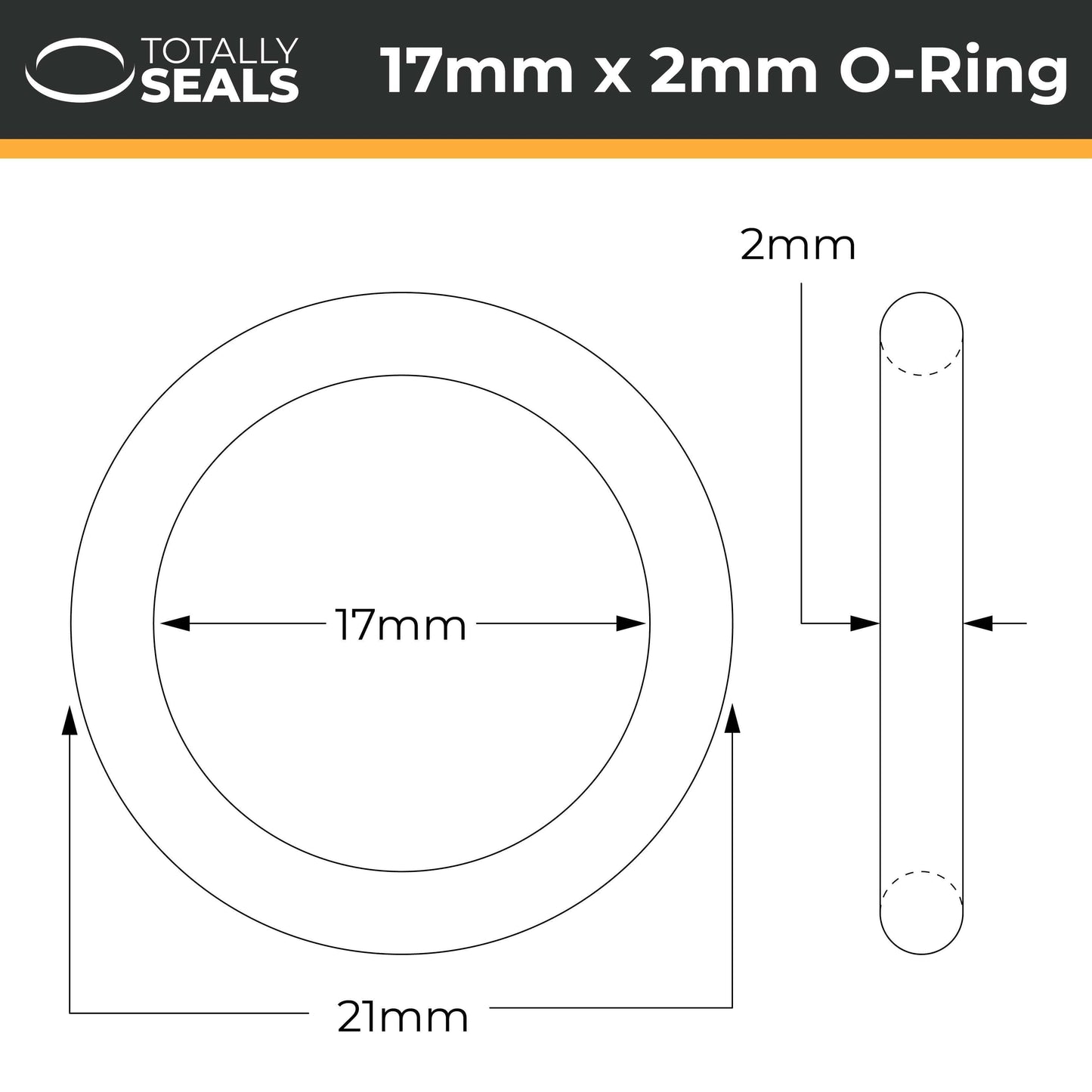 17mm x 2mm (21mm OD) Nitrile O-Rings - Totally Seals®