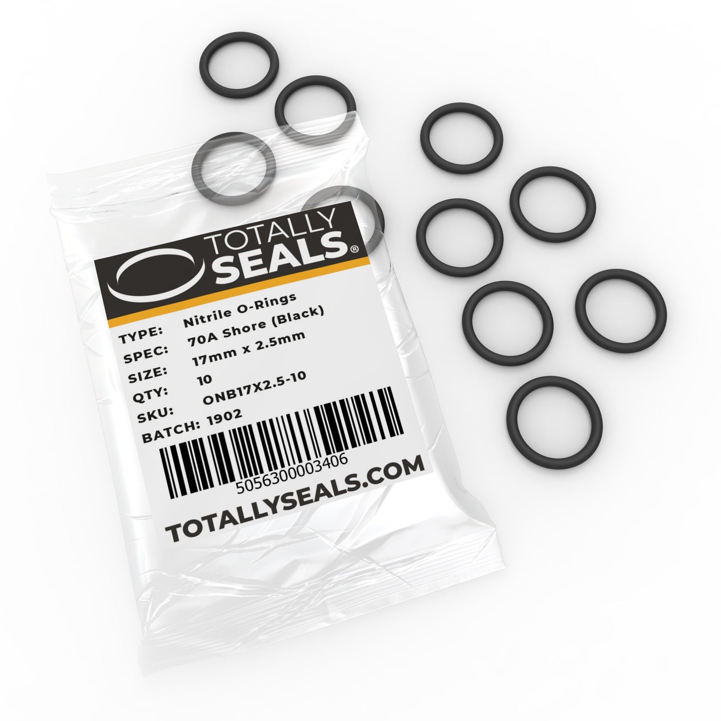 17mm x 2.5mm (22mm OD) Nitrile O-Rings - Totally Seals®