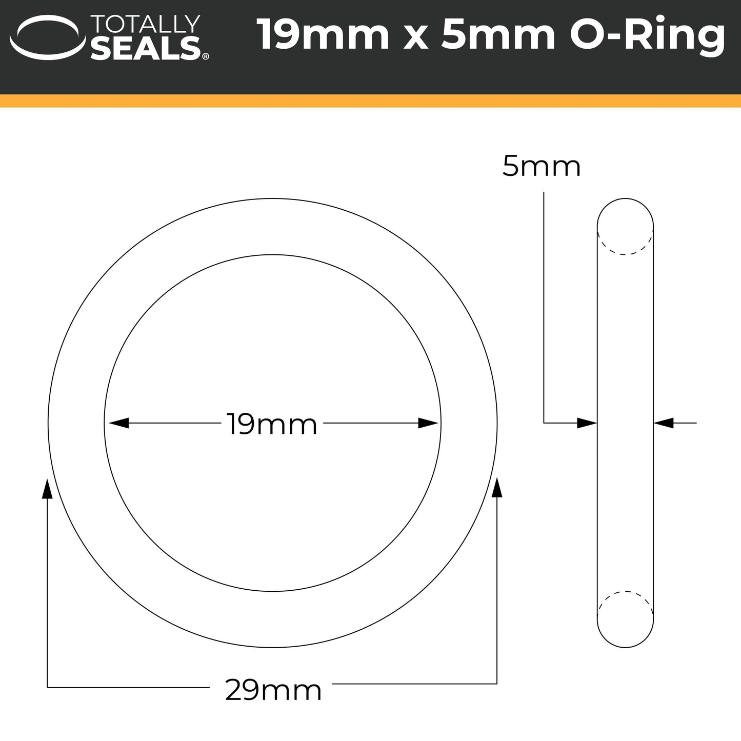 19mm x 5mm (29mm OD) Nitrile O-Rings - Totally Seals®