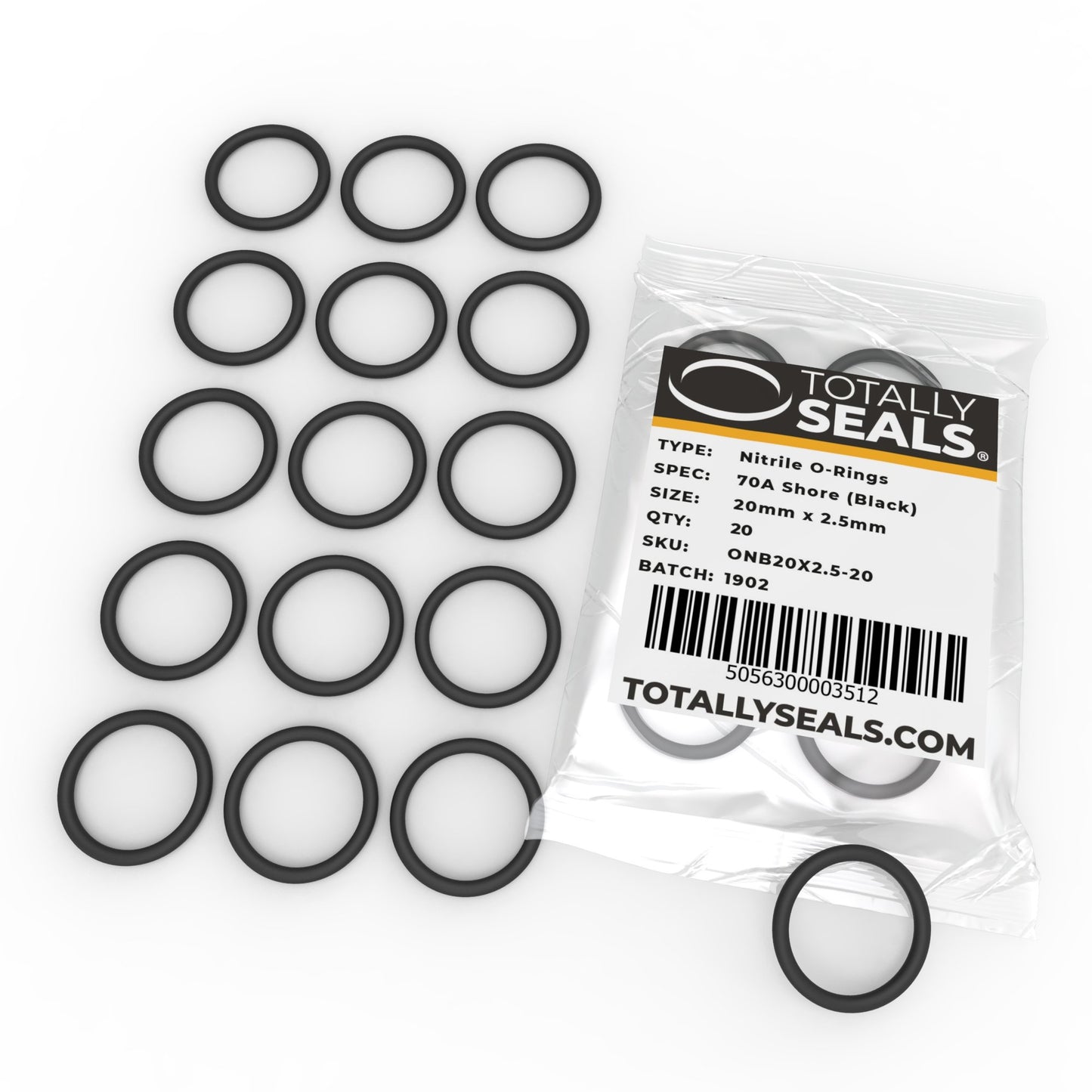 20mm x 2.5mm (25mm OD) Nitrile O-Rings - Totally Seals®