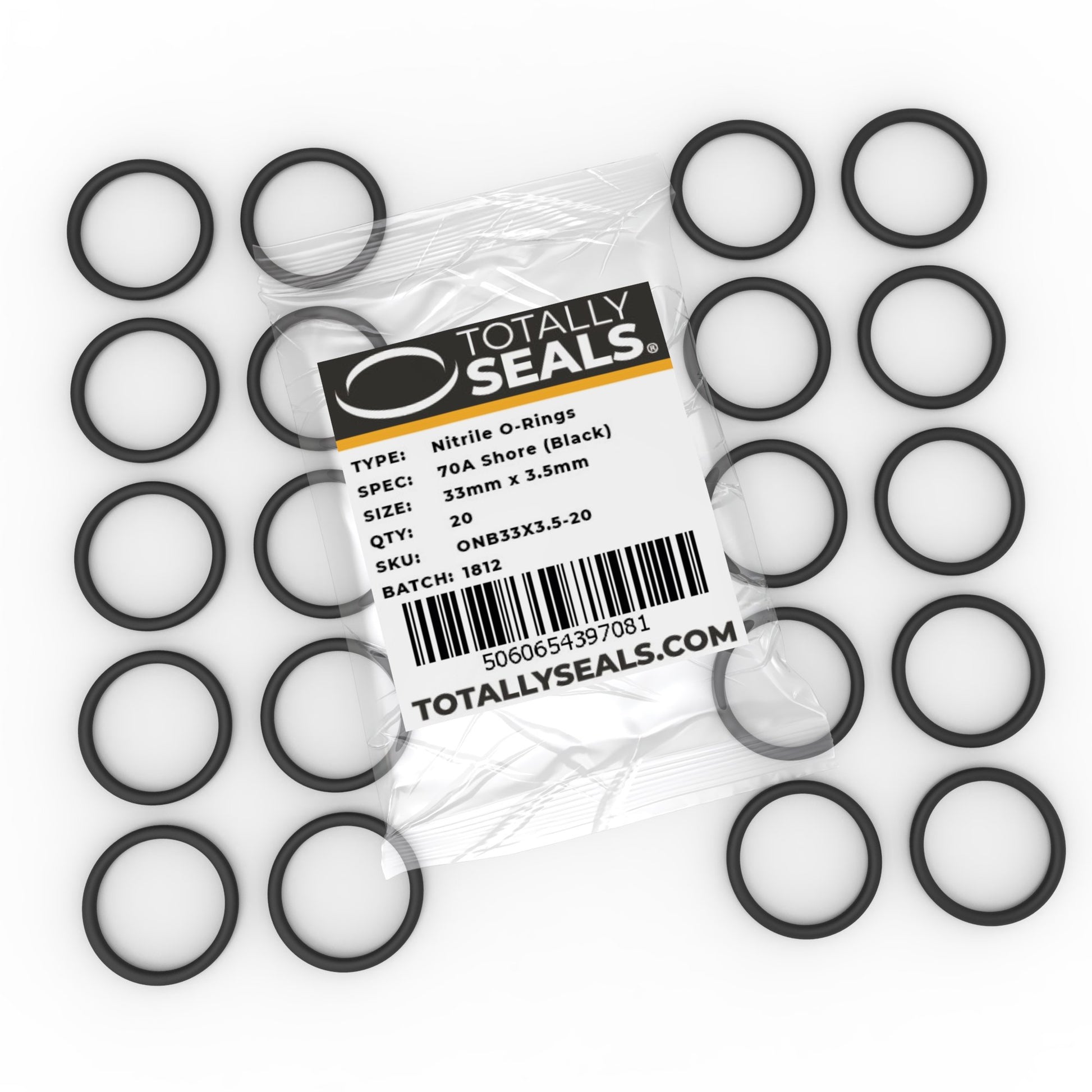 33mm x 3.5mm (40mm OD) Nitrile O-Rings - Totally Seals®