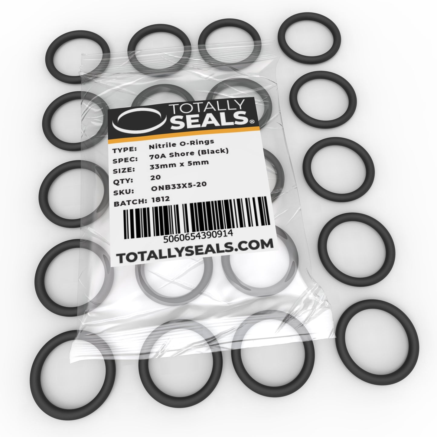 33mm x 5mm (43mm OD) Nitrile O-Rings - Totally Seals®