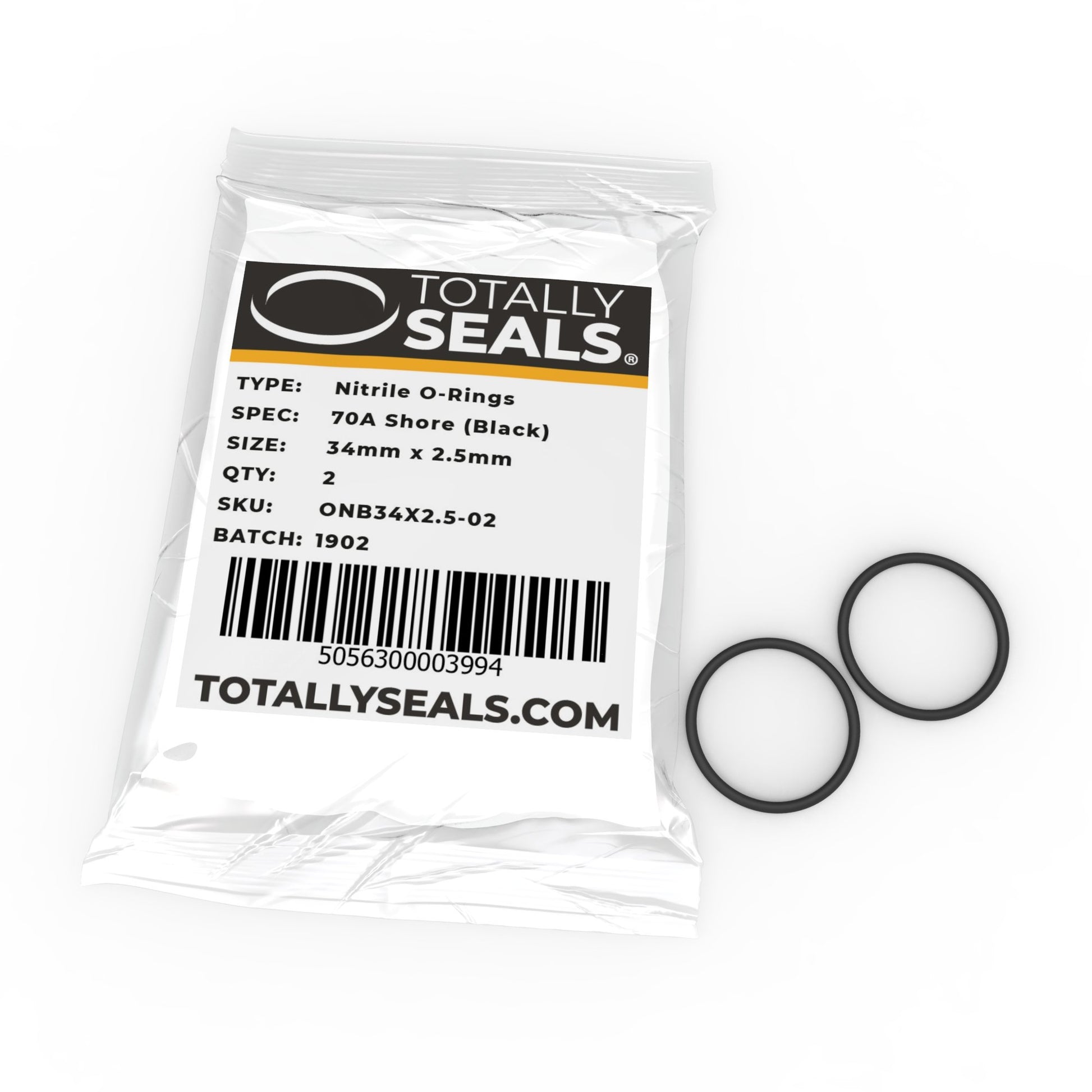 34mm x 2.5mm (39mm OD) Nitrile O-Rings - Totally Seals®