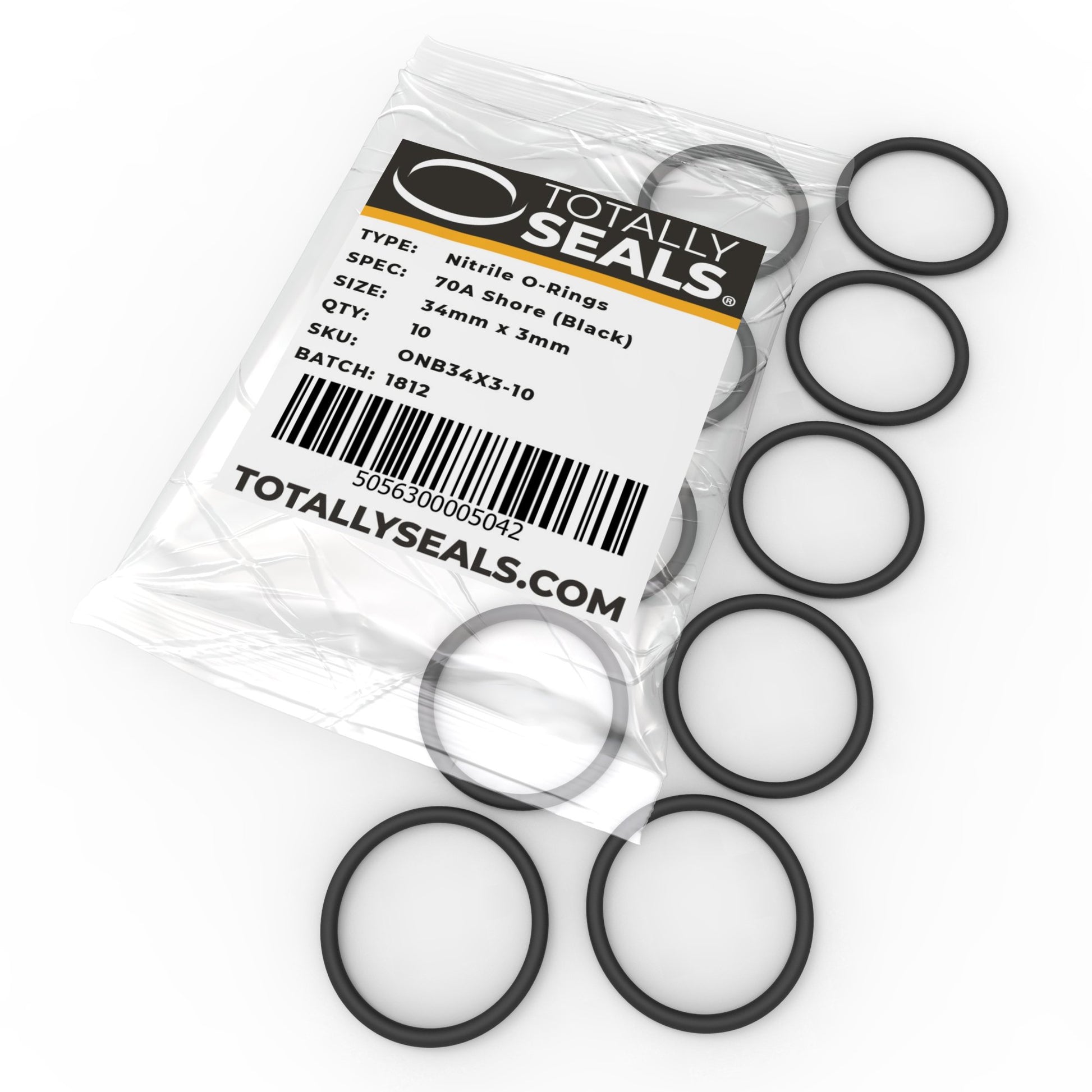 34mm x 3mm (40mm OD) Nitrile O-Rings - Totally Seals®