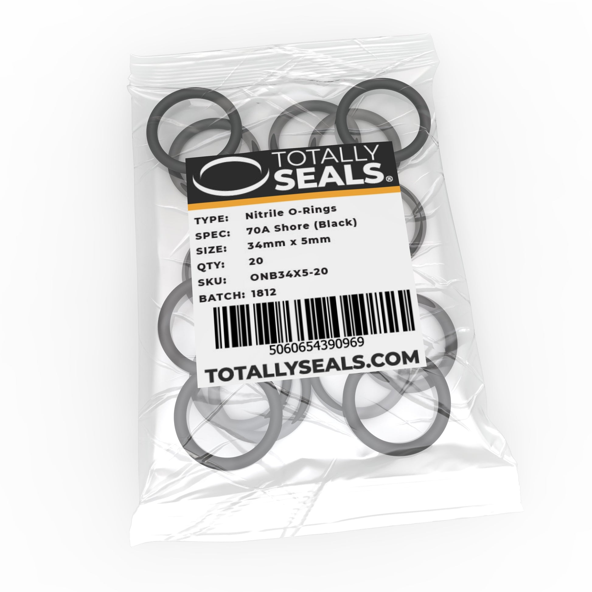 34mm x 5mm (44mm OD) Nitrile O-Rings - Totally Seals®