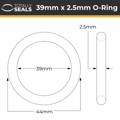 39mm x 2.5mm (44mm OD) Nitrile O-Rings - Totally Seals®