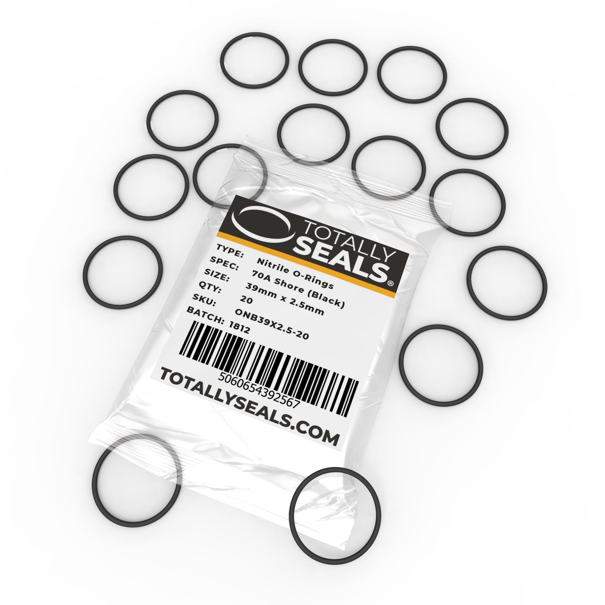 39mm x 2.5mm (44mm OD) Nitrile O-Rings - Totally Seals®