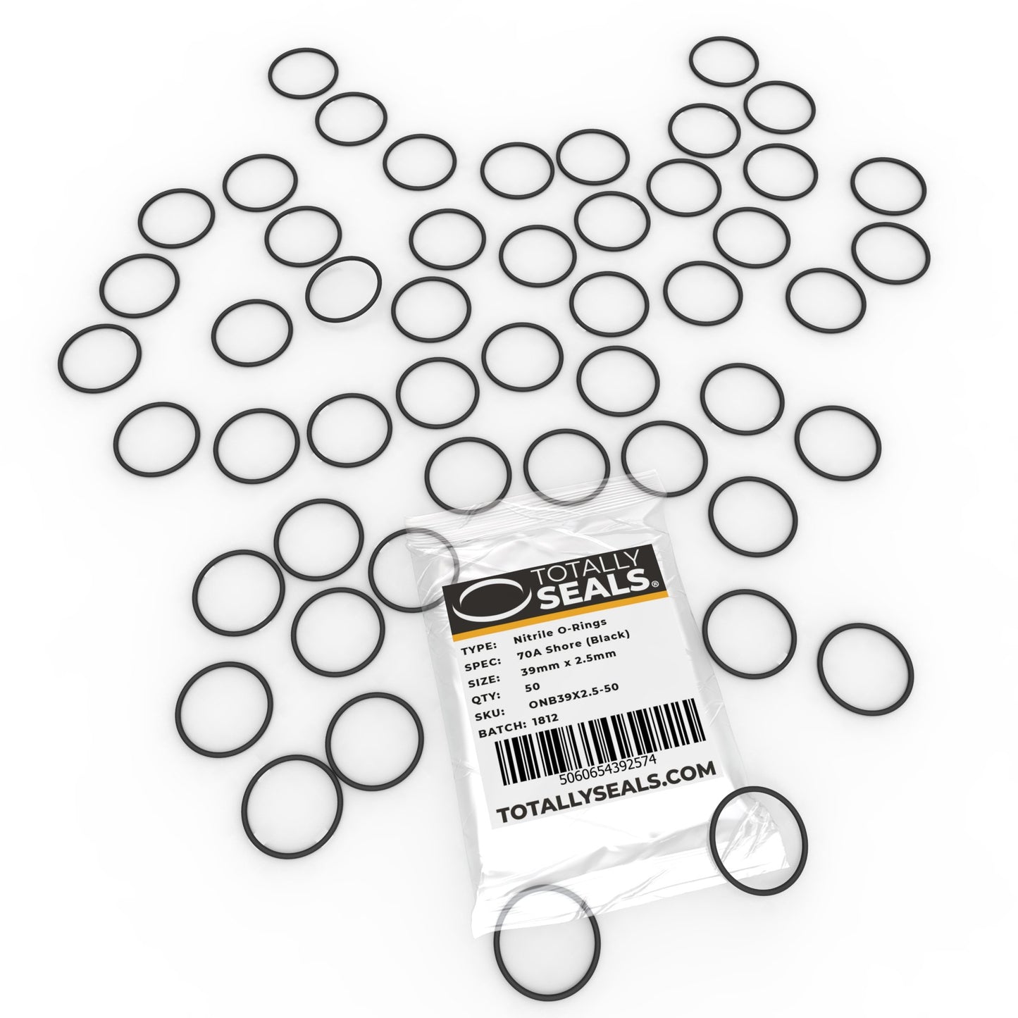 39mm x 2.5mm (44mm OD) Nitrile O-Rings - Totally Seals®