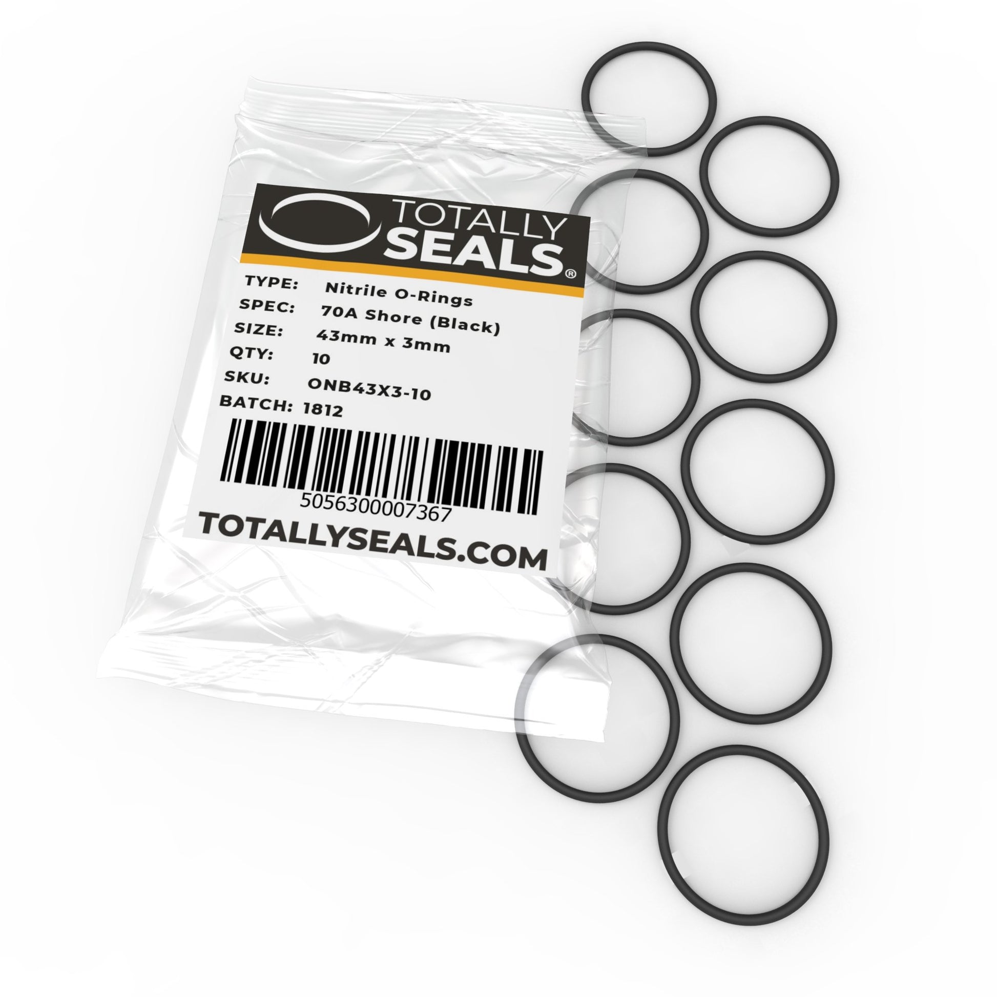 43mm x 3mm (49mm OD) Nitrile O-Rings - Totally Seals®